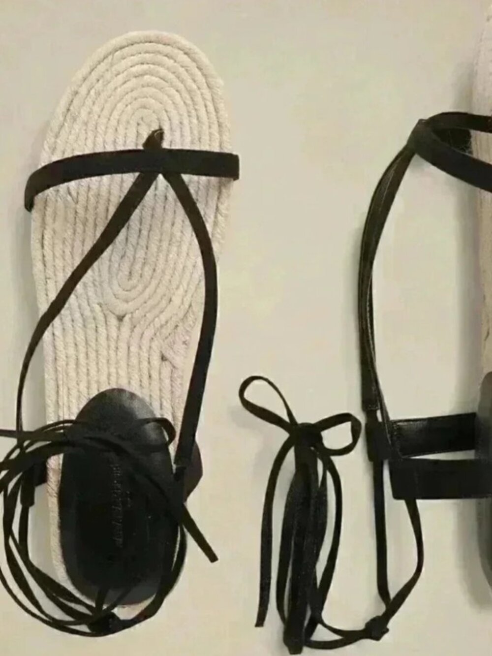 Banana Republic Black Leather Strappy Espadrille Flat Sandals Size 10
